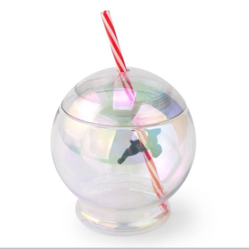 New! Target Bullseye Reindeer Christmas Iridescent Cup w/ straw